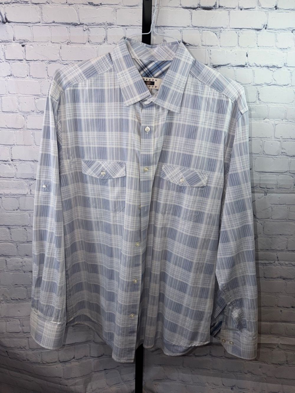 Joseph Abboud Pale Blue & White Plaid Button-Down Shirt